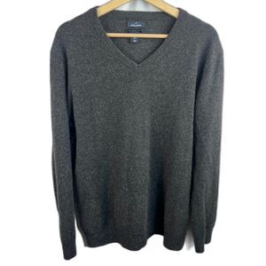 Daniel Hechter Men's 100% Cashmere Gray V-Neck Knit Sweater Size XL